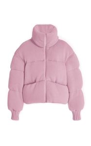 Chaqueta Acolchada de Punto Rosa ACTIVE SAFETY, Unisex, Cuello Alto, Cierre de Cremallera, Color Sólido, Gruesa, Informal, de Invierno, Manga Corta, Corte Regular - Product Image 4