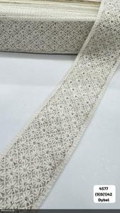 Rollo de 9 Metros de Encaje con Diseño Floral y de Hojas, con Efecto Espejo, de 3 cm de Ancho, para Ropa Étnica, Bolsos, Zapatos y Textiles para el Hogar - Product Image 3