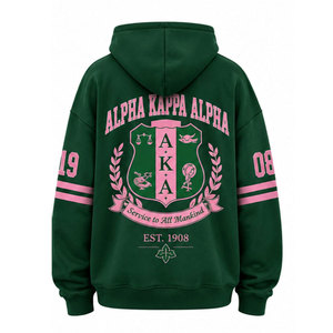 เสื้อฮู้ดดี้ผู้ชายสีชมพูเขียวลาย Alpha Sorority Greek Life แบบสั่งทำพิเศษ ผ้าฝ้ายฟลีซ 100% เป็นมิตรกับสิ่งแวดล้อม มีกระเป๋า - Product Image 6