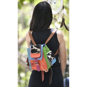 Bolsos de mano de piel auténtica para mujer, Mini mochila, multicolor - Product Image 2