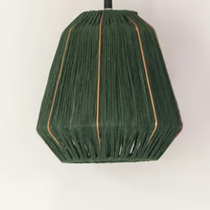 Lámpara Colgante Tejida a Mano de Yute Verde Oliva - Product Image 1