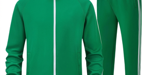 Men's Green Tracksuit Full Zip Hooded Sweatshirt And Pants Set Casual Autumn Wear Breathable Polyester Solid Color Regular Fit - Product Image 5