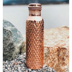Luxury Pure Copper <b>Bottle</b> Designer Hammered Metal Drinkware Eco-Friendly Reusable Water <b>Flask</b> B2B Bulk Supply For Hotels Gifts - Product Image 2