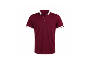 Polo de Manga Corta para Hombre, Color Sólido, con Bolsillo, Casual, Tejido Oxford, Corte Regular, Color Granate - Product Image 2