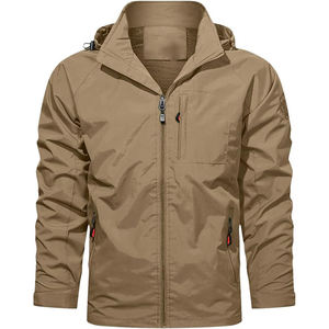 Chaqueta Cortavientos de Nylon 100% con Cremallera Frontal y Capucha para Hombre, Tallas Grandes, Ideal para Primavera - Product Image 3