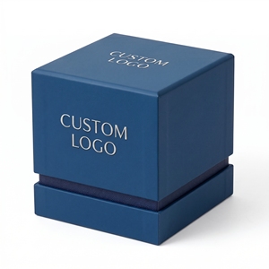 Boîte carrée rigide avec logo personnalisé, doublure en satin et ruban pour l'emballage de bijoux, montres et lunettes - Product Image 1