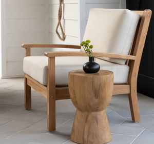 Sillón Individual de Jardín para Exteriores, Madera de Teca Sólida, Cojines de Tela Gruesa Extraíbles, Asiento de Patio Tropical Suave Hecho a Mano - Product Image 1