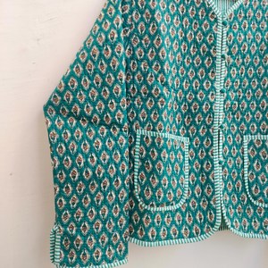 Chaqueta Acolchada de Algodón con Estampado de Bloques Tejida a Mano para Invierno, Estilo Boho, Ligera y Colorida, con Cierre de Botones, para Mujer, Ideal para Regalo - Product Image 2