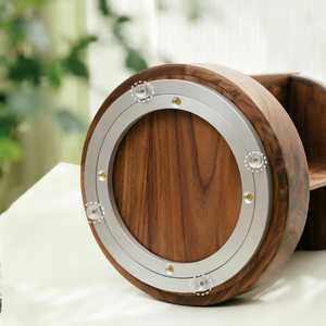 Affordable Wooden Cosmetic Organizer Cylinder 23cm Diameter With <b>Drawers</b> Simple Style Makeup Storage Cabinet By AALIYAN IMPEX - Product Image 4