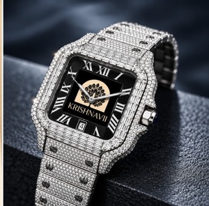 Radiant Diamond <b>Watch</b> Silver Crystal Studded Designer Wristwatch Premium Fashion Jewelry Gift for <b>Womens</b> Stylish Daily Wear Chic - Product Image 3