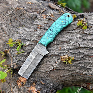 Couteau Bull Cutter au meilleur prix, style cowboy, lame fixe en acier Damas, pour la chasse et le camping, avec fourreau en résine et cuir, OEM/ODM, faibles MOQ, UA - Product Image 3