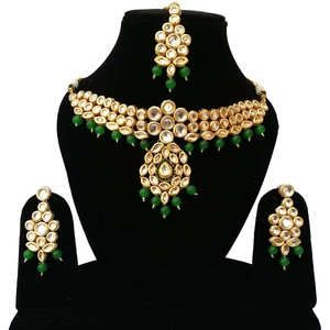 Vintage Style Zircon Flower Shape Alloy 24K Gold Plated Women's Jewelry Set Necklace Earrings Headpiece for Wedding Party - Product Image 1