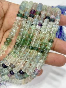 ลูกปัดพลอยรอนเดลล์ เกรด AAA ฟลูออไรต์สีเขียวธรรมชาติ ลูกปัดรอนเดลล์เจียระไน ขนาด 8 มม. ความยาว 8 นิ้ว - Product Image 4