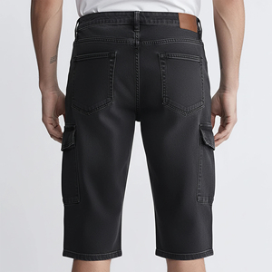 Custom Made Vintage Washed Raw Hem Short OEM ODM Services Length Denim <b>Jorts</b> <b>Baggy</b> Style Lightweight Streetwear Jeans For Men - Product Image 2