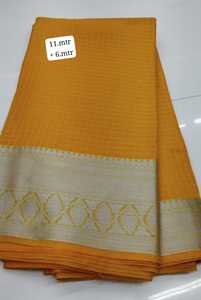 Tela de Seda Organza Pura de Primera Calidad con Borde Tradicional Tejido Kanchipuram Zari e Intrincado Trabajo de Hilo Floral Meenakari - Product Image 4