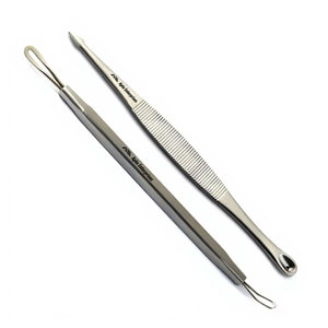 Lot de 2 extracteurs professionnels de comédons, outils d'extraction des points noirs, de l'acné, des boutons et des imperfections des pores, en acier inoxydable pour le soin du visage - Product Image 1