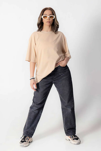 เสื้อยืด SOSH 4 แบบยูนิเซ็กส์ คอกลม ผ้าปิเก้ 100% คอตตอน ทรงโอเวอร์ไซส์ แขนสั้น สีพื้น เรียบง่าย สไตล์ลำลอง - Product Image 5