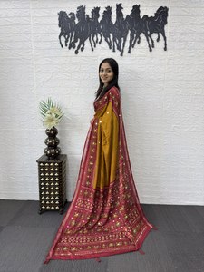 Green Silk Saree With Embroidery Traditional Women's Wear India Pakistan <b>Wedding</b> Engagement All Seasons - Product Image 2