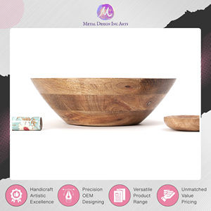 Accessoires de cuisine de qualité 100 % fiables, ensemble bol et cuillère en bois de manguier émaillé pour servir, provenant d'un vendeur indien de premier plan. - Product Image 2