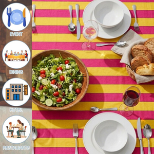 Striped Pink Yellow Rectangular <b>Tablecloth</b> <b>Linen</b> Cotton Washable Simple Style Home Dining Cover - Product Image 6