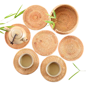 Assiettes en rotin naturel, style floral/classique, motif circulaire, accessoires de table faits à la main, écologiques, TUYET DUNG - Product Image 6