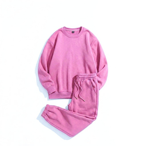 Conjunto Deportivo Unisex de Algodón de Color Sólido, Cuello Redondo, Manga Larga, Pantalones con Cordón, Estilo Casual, Transpirable, Holgado, para Adultos - Product Image 5