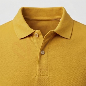 Polo à manches courtes pour homme, jaune moutarde, tricoté, uni, décontracté, coupe classique, boutons - Product Image 4