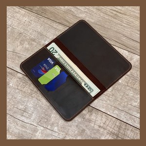 Funda para Chequera de Cuero Liso con Logotipo Grabado, Fundas para Chequera de Cuero Genuino con 2 Bolsillos, Porta Cheques Impermeable - Product Image 4