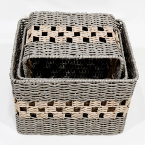 Wholesale <b>Set</b> 3 Pcs Poly Storage Baskets Handles Multifunctional Clothing Organizer for Kitchen Wardrobe Living Room <b>Bedding</b> - Product Image 2