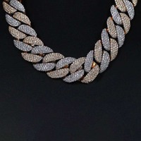 Collar de Cadena Cubana Más Vendido con Moissanita, Plata 925 y Chapado en Oro, Joyería de Lujo Estilo Hip Hop para Unisex