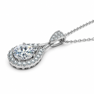 Moissanite Diamond <b>Necklace</b> for Women 925 <b>Sterling</b> <b>Silver</b> Round Brilliant Cut Engagement Wedding Jewelry - Product Image 3