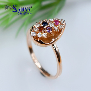Anillo de Plata de Ley 925 con Gemas Naturales Variadas: Rubí, Zafiro Azul, Amatista y Granate, Estilo Vintage, Tipo Cóctel, Elegante - Product Image 5