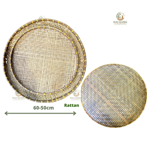 Smoked Natural Bamboo Farmhouse Kitchen Use Handmade Round Smoked Bamboo Sifting Trays for Grains Seeds & Farm Produce - Product Image 1