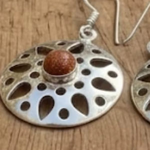 Boucles d'oreilles de mariage en argent sterling de qualité supérieure pour femmes, bijoux faits à la main en argent allemand fin avec pierre de soleil naturelle - Product Image 1