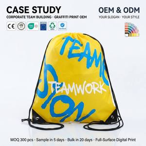 Sac de sport à cordon personnalisé avec impression de logo, tendance, en polyester imperméable, motif dessin animé, vente chaude - Product Image 2