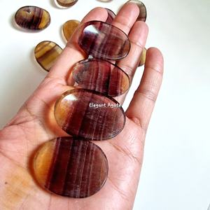 Pierre précieuse de vente chaude Multi Fluorite Worry Stone Pierre de pouces fluorite jaune polie pour l'utilisation de la méditation de guérison et d'énergie Reiki - Product Image 3