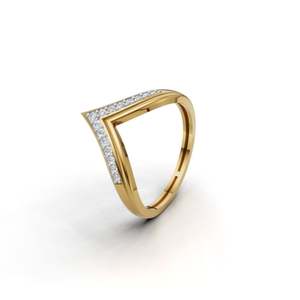 Geometric Diamond <b>Cocktail</b> <b>Ring</b> In Yellow <b>Gold</b> Pave Setting Minimalist Style Unisex Everyday Wear - Product Image 2