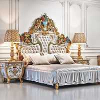Ensemble de meubles de chambre à coucher de luxe moderne au design royal, thème turc, en teck brun foncé fait main, avec commode assortie, personnalisable