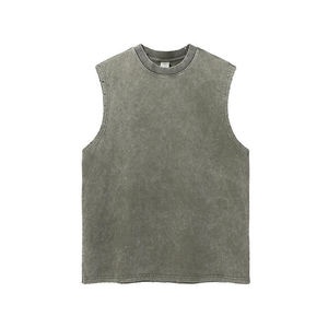 Débardeur vintage en coton 100% de haute qualité, personnalisable, effet délavé, respirant, pour homme, vêtements de sport, sans manches. - Product Image 6