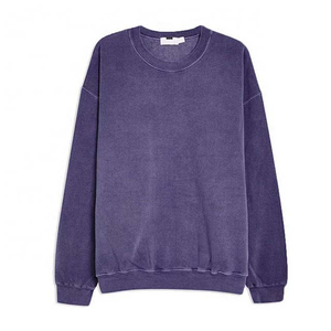 Sweat-shirt oversize à col rond, couleur unie, en coton tricoté, unisexe, décontracté, effet délavé soleil, pour l'hiver - Product Image 3