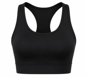 Soutien-gorge de sport dos nageur tendance pour femme, noir uni, maintien élevé, écologique, séchage rapide, sans coutures, pour le yoga, en Spandex et Polyester - Product Image 1