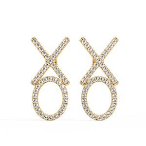 Trendy XO Diamond Screw <b>Back</b> <b>Earrings</b> 14K Pure Gold Round Cut Lab Grown Diamond Sparkling Pave set Stud Elegant <b>Earrings</b> - Product Image 2