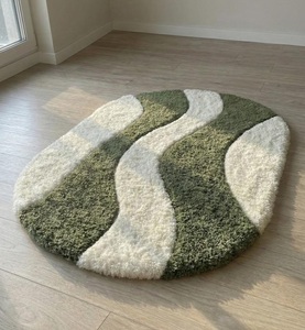 Tapis moderne en laine tuftée à la main, antidérapant, abstrait, ondulé, à poils longs, doux et moelleux, géométrique, pour salon, chambre, chambre d'enfant, décoration intérieure - Product Image 1