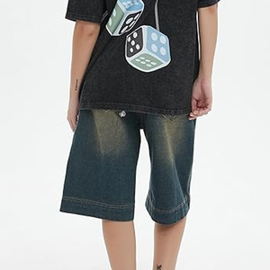 Shorts de Mezclilla con Lavado Ácido, Estilo Vintage, Corte Holgado, Algodón, Logotipo Personalizado OEM - Product Image 3