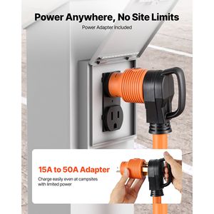 สายต่อพ่วงสำหรับรถบ้านแบบหนาพิเศษ 50 แอมป์ ยาว 75 ฟุต 125V/250V 7500W ขนาด 6/3+8/1 เกจ STW NEMA 14-50P ถึง 14-50R - Product Image 4