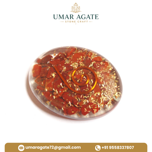 Umar Agate Iolite Orgone Oval Cab-Love Tema Decoración del Hogar Hecho a Mano Gema Arte Coleccionable - Product Image 5