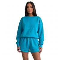 Ensemble sweat-shirt et short deux pièces pour femme, avec logo personnalisé, en tricot oversize, style sportif décontracté, idéal pour l'hiver