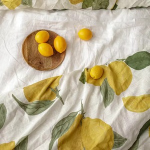 Sábana Plana de Algodón con Estampado de Limones, 300 Hilos, Transpirable, Diseño Botánico, para Uso en Todas las Estaciones - Product Image 6