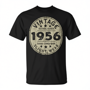 T-shirt d'anniversaire vintage 1956 pour hommes, manches courtes, col rond, cadeau d'anniversaire rétro - Product Image 2