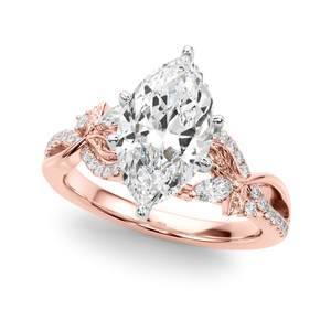 Ensemble de bagues florales en diamant de laboratoire certifié IGI, serti de diamants marquise et ronds, or 10K 14K 18K, argent 925 935 - Product Image 2